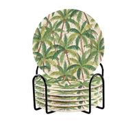 Set di 6 sottobicchieri estivi a forma di albero di cocco con supporto, per tazze Posavasos Para Mesa