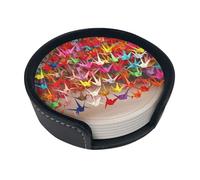 Set di 6 sottobicchieri in carta origami con gru per bevande, in pelle, sottobicchieri, per tazze da cucina, bar, decorazione per la casa, regalo di inaugurazione della casa