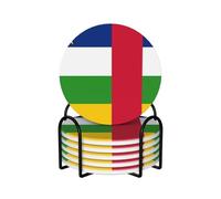 Set di 6 sottobicchieri in ceramica con bandiera della Repubblica Centrafricana e supporto, ideali per tazze da caffè e bevande.