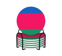 Set di 6 sottobicchieri in ceramica con bandiera della Repubblica del Kuban e supporto, ideali per tazze da caffè e bevande.