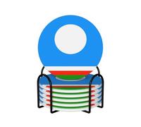 Set di 6 sottobicchieri in ceramica con bandiera della Repubblica di Sakha e supporto, ideali per tazze da caffè e bevande.