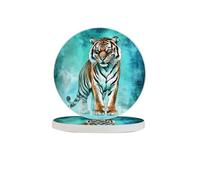 Set di 6 sottobicchieri in diatomite assorbenti con motivo tigre, ad asciugatura rapida, per bevande, tazze rotonde, per tavolo, bar, decorazione per la casa