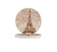 Set di 6 sottobicchieri in diatomite assorbenti con Torre Eiffel e fiori di Parigi, ad asciugatura rapida, per bevande, tazze rotonde, per tavolo, bar, decorazione per la casa