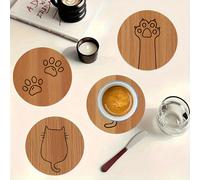 Set di 6 sottobicchieri in legno con schizzi di gatti, 6 pose di gatti, il miglior accessorio per tazze da caffè, sottobicchieri antiscivolo, adatti come regalo, decorazione da tavolo, decorazione da