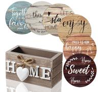 Set di 6 sottobicchieri in legno con supporto divertente per la casa, con motivo a cuore e scritta in lingua inglese (lingua italiana non garantita)