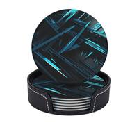 Set di 6 sottobicchieri in metallo blu con supporto sottobicchieri in pelle protezione da tavolo tappetino per bar decorazione tazza pad per tavolino da caffè cucina sala da pranzo