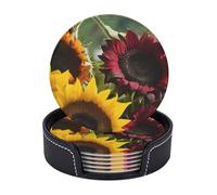 Set di 6 sottobicchieri in microfibra PU con supporti per bevande, accessori per bar, casa, appartamento, tavolino da caffè, regali di inaugurazione della casa - Girasoli gialli