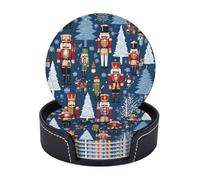 Set di 6 sottobicchieri in microfibra PU con supporti per bevande, accessori per bar, casa, appartamento, tavolino da caffè, regali di inaugurazione della casa - Schiaccianoci da donna, danza natalizi