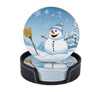 Set di 6 sottobicchieri in microfibra PU con supporti per bevande, accessori per bar, casa, appartamento, tavolino da caffè, regali di inaugurazione della casa - Buon Natale e neve