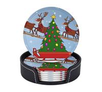 Set di 6 sottobicchieri in microfibra PU con supporti per bevande, accessori per bar, casa, appartamento, tavolino da caffè, regali di inaugurazione della casa - Buon Natale