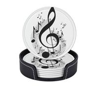 Set di 6 sottobicchieri in microfibra PU con supporti per bevande, accessori per bar, casa, appartamento, tavolino da caffè, regali di inaugurazione della casa - Musica