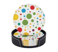 Set di 6 sottobicchieri in microfibra PU con supporti per bevande, accessori per bar, casa, appartamento, tavolino da caffè, regali di inaugurazione della casa - Twister Polka Dots