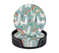 Set di 6 sottobicchieri in microfibra PU con supporti per bevande, accessori per bar, casa, appartamento, tavolino da caffè, regali di inaugurazione della casa - Carino lama