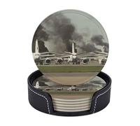 Set di 6 sottobicchieri in microfibra PU con supporti per bevande, accessori per bar, casa, appartamento, tavolino da caffè, regali di inaugurazione della casa - Jet da combattimento