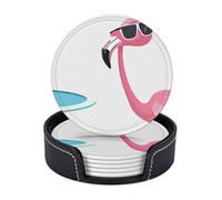 Set di 6 sottobicchieri in microfibra PU con supporti per bevande, accessori per bar, casa, appartamento, tavolino da caffè, regali di inaugurazione della casa - Hello Glasses Flamingo