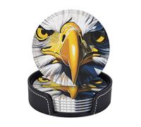 Set di 6 sottobicchieri in microfibra PU con supporti per bevande, accessori per bar, casa, appartamento, tavolino da caffè, regali di inaugurazione della casa - Bald Eagle