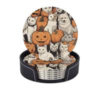 Set di 6 sottobicchieri in microfibra PU con supporti per bevande, accessori per bar, casa, appartamento, tavolino da caffè, regali di inaugurazione della casa - Cappello da strega