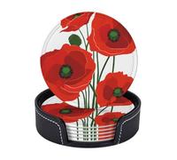 Set di 6 sottobicchieri in microfibra PU con supporti per bevande, accessori per bar, casa, appartamento, tavolino da caffè, regali di inaugurazione della casa - fiori di papavero