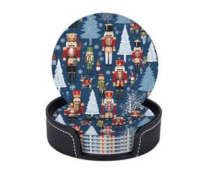 Set di 6 sottobicchieri in microfibra PU con supporti per bevande, accessori per bar, casa, appartamento, tavolino da caffè, regali di inaugurazione della casa - Schiaccianoci da donna, danza natalizi