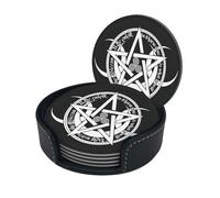 Set di 6 sottobicchieri in microfibra PU con supporto per bevande, con motivo a tripla luna, con tema Wiccan, Pagano, Strega, per decorazioni per la casa, tovagliette rotonde per tazze e tazze.