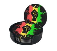 Set di 6 sottobicchieri in microfibra PU con supporto per bevande, motivo: storia nera, potere nero, orgoglio africano, tovagliette per tazze, per la decorazione della casa, tappetino rotondo per t