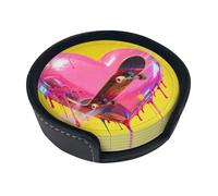 Set di 6 sottobicchieri in pelle a forma di cuore per skateboard, sottobicchieri rotondi resistenti al calore, con supporto