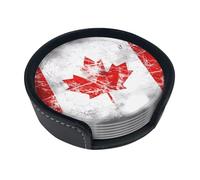 Set di 6 sottobicchieri in pelle con bandiera del Canada, regalo perfetto per l'inaugurazione della casa, protegge i mobili dai danni causati dall'acqua e dai graffi, taglia unica