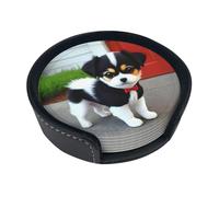 Set di 6 sottobicchieri in pelle con cucciolo bianco e nero, regalo perfetto per l'inaugurazione della casa, protegge i mobili dai danni causati dall'acqua e dai graffi, taglia unica