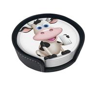 Set di 6 sottobicchieri in pelle con mucca da latte per bevande, sottobicchieri per tazza da tè, per cucina, bar, decorazione per la casa, regalo di inaugurazione della casa