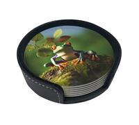 Set di 6 sottobicchieri in pelle con rana della pace, per bevande, sottobicchieri, sottobicchieri, per tazza, cucina, bar, decorazione per la casa, regalo di inaugurazione della casa