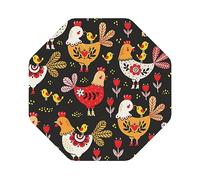 Set di 6 sottobicchieri in pelle con stampa di simpatici galli e galline, sottobicchieri per tè e caffè, quattro forme tra cui scegliere