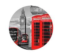 Set di 6 sottobicchieri in pelle con stampa telefono retrò di Londra, Inghilterra, Regno Unito, sottobicchieri per tè e caffè, quattro forme tra cui scegliere