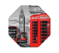 Set di 6 sottobicchieri in pelle con stampa telefono retrò di Londra, Inghilterra, Regno Unito, sottobicchieri per tè e caffè, quattro forme tra cui scegliere