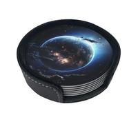 Set di 6 sottobicchieri in pelle con terra e luna per bevande, sottobicchieri per tazza da tè, per cucina, bar, decorazione per la casa, regalo di inaugurazione della casa