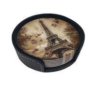 Set di 6 sottobicchieri in pelle con Torre Eiffel di Parigi, per bevande, per tazze, cucina, bar, decorazione per la casa, regalo di inaugurazione della casa