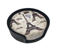 Set di 6 sottobicchieri in pelle con Tour Torre Eiffel di Parigi, per bevande, per tazze, cucina, bar, decorazione per la casa, regalo di inaugurazione della casa