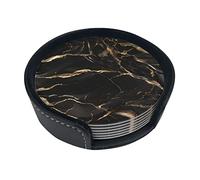 Set di 6 sottobicchieri in pelle effetto marmo nero e oro, regalo perfetto per l'inaugurazione della casa, protegge i mobili dai danni causati dall'acqua e dai graffi, taglia unica
