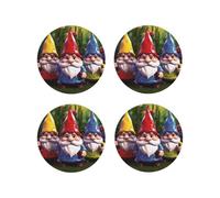Set di 6 sottobicchieri in pelle per bevande, resistenti al calore, antiscivolo, sottobicchieri, sottobicchieri, forma rotonda, protezione da tavolo, gnomi colorati, tappetino per tazza da caffè