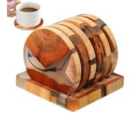 Set di 6 sottobicchieri in resina di legno, resistenti ed eleganti, con supporto, perfetti per proteggere le superfici mentre si intrattengono amici di famiglia durante il Ringraziamento, Halloween