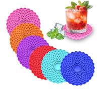 Set di 6 sottobicchieri in silicone antiscivolo multicolore, sottobicchieri colorati in gomma, resistenti al calore e all'olio, per tavolo, facili da pulire, accessori decorativi per la casa