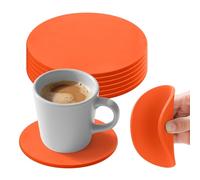Set di 6 sottobicchieri in silicone, assorbenti e isolanti termici, per bevande (arancione, 10 cm)