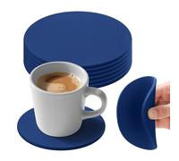 Set di 6 sottobicchieri in silicone, assorbenti e isolanti termici, per bevande (blu scuro, 11 cm)