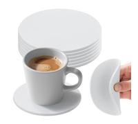 Set di 6 sottobicchieri in silicone, assorbenti e isolanti termici, per bevande, colore bianco, 8 cm