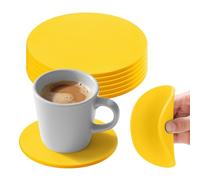 Set di 6 sottobicchieri in silicone, assorbenti e isolanti termici, per bevande, colore giallo, 10 cm