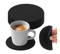 Set di 6 sottobicchieri in silicone, assorbenti e isolanti termici, per bevande, colore nero, 8 cm