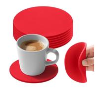 Set di 6 sottobicchieri in silicone, assorbenti e isolanti termici, per bevande, colore rosso, 10 cm