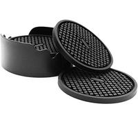 Set di 6 sottobicchieri in silicone con portabicchieri - profondamente scanalati, assorbenti, grandi tappetini da 4 pollici per tazze - perfetti per bevande calde e fredde (nero)