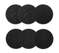 Set di 6 sottobicchieri in silicone, rotondi, resistenti al calore, sottobicchieri, cialde da caffè, con motivi antiscivolo (3 sono piatti, 3 sono strutturati, nero)