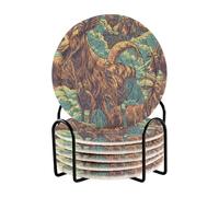 Set di 6 sottobicchieri marroni a forma di capra con supporto per tavolino da caffè, oggetti decorativi per la casa