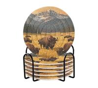 Set di 6 sottobicchieri minimalisti con mucca moderna di montagna con supporto sottobicchieri per bevande articoli per la casa